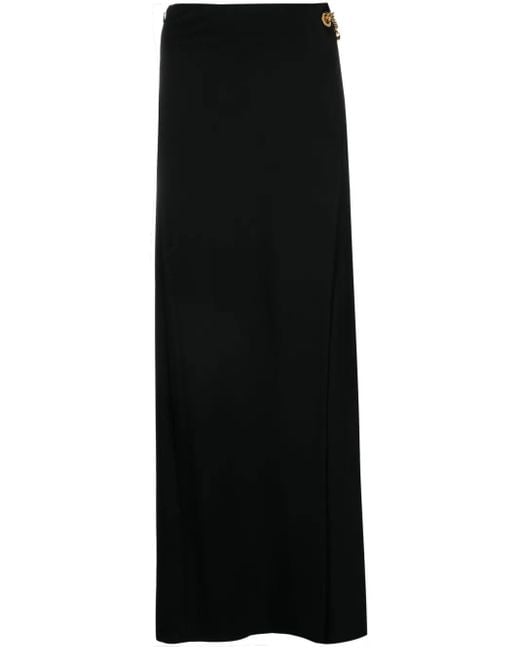 Moschino Black Padlock-Detail Asymmetric Maxi Skirt