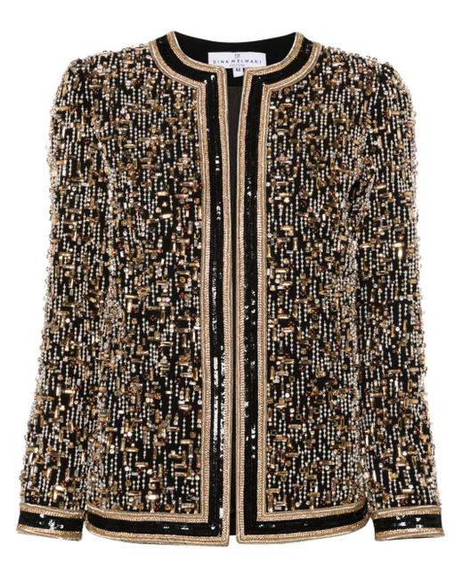 Chaqueta con apliques de cristal Dina Melwani de color Black