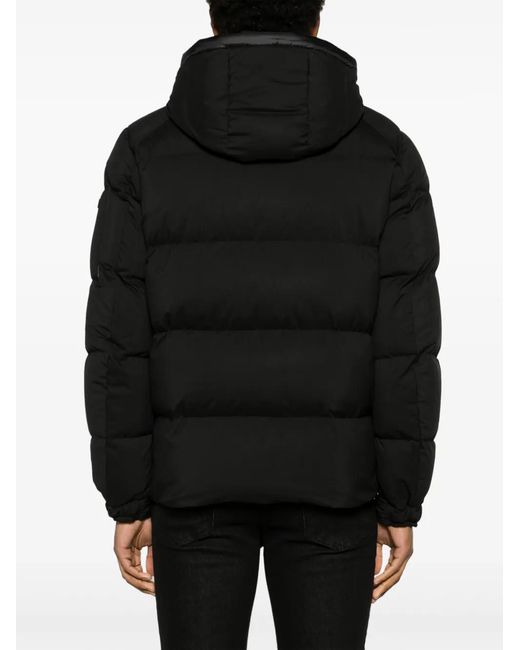 Kiton Black Logo-Patch Quilted Hooded Jacket for men