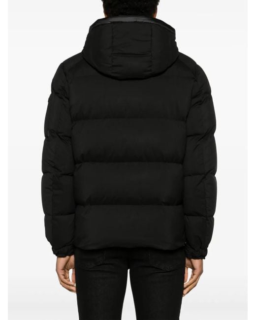 Kiton Black Logo-Patch Quilted Hooded Jacket for men