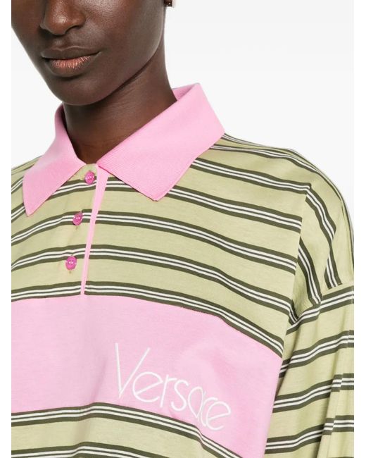 Versace White Buttoned Striped Polo Shirt