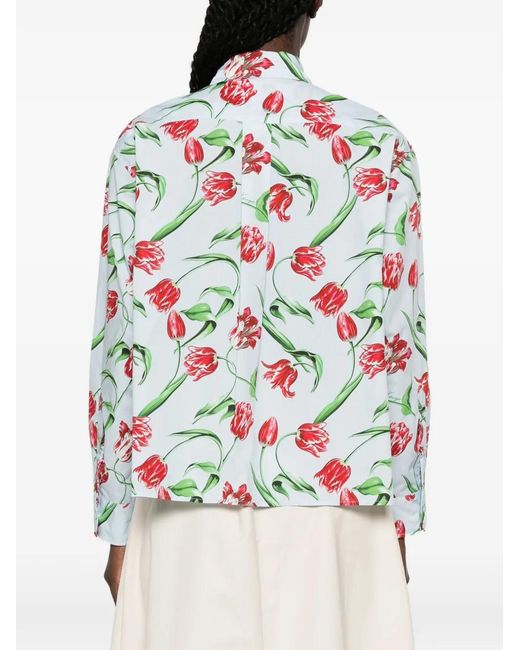 KENZO White Floral-Print Shirt