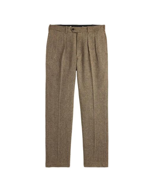 RRL Natural Herringbone-Pattern Pleated Trousers for men