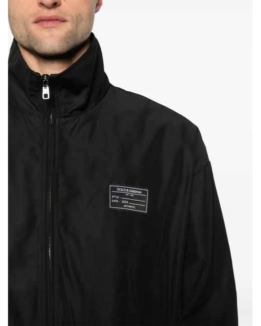 Dolce & Gabbana Black Logo-Appliqué Bomber Jacket for men