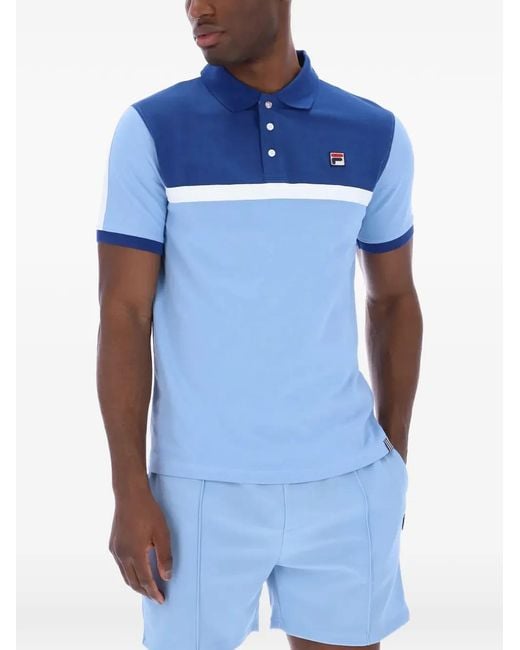 Fila Blue Mattia Logo-Patch Polo Shirt for men