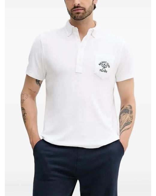 Polo Ralph Lauren White Embroidered-Pocket Polo Shirt for men