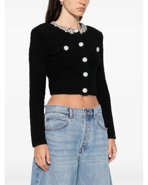 Self-Portrait Black Embellished-Button Jacket