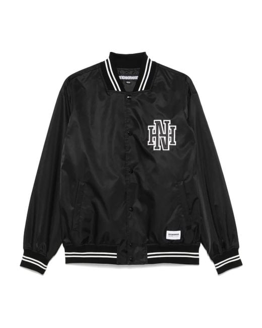 Neighborhood Black Logo-Patch Baseball Jacket for men