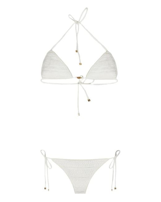 Amiri White Crochet Triangle Bikini