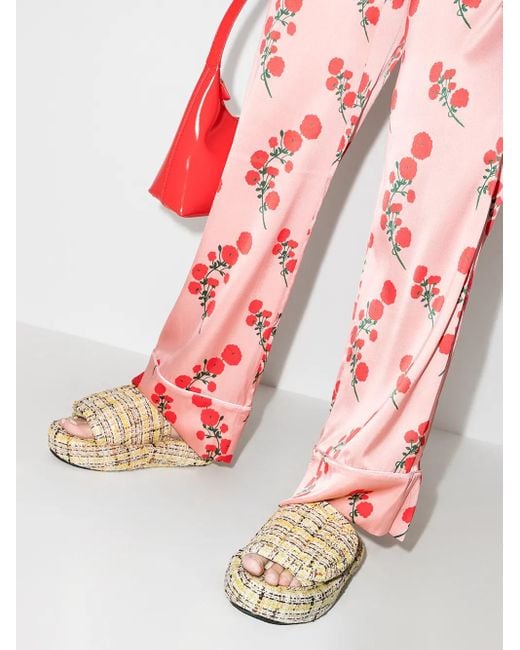 Natasha Zinko Metallic Tweed-Detail Open Toe Sandals