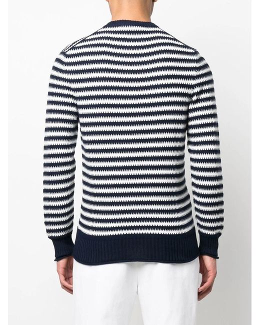 Orlebar Brown Blue Ned Stripe-Print Knit Jumper for men