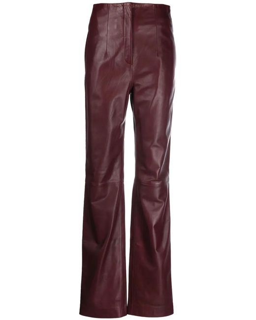 Alberta Ferretti High-Waist Flared Leather Trousers