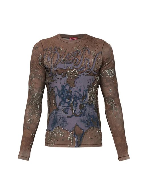 DIESEL Gray T-Tadeo Long-Sleeve Graphic T-Shirt for men