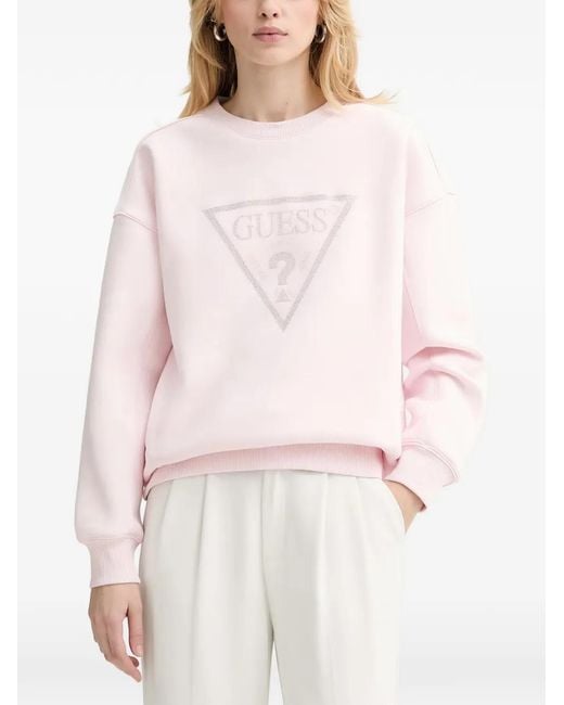 Guess Pink Logo-Embellished Sweatshirt