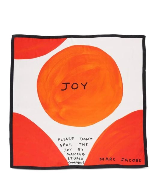 Marc Jacobs Blue Joy-Print Silk Scarf