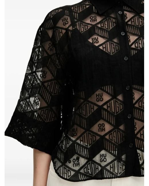 Blouse À Effet De Transparence HUGO en coloris Black