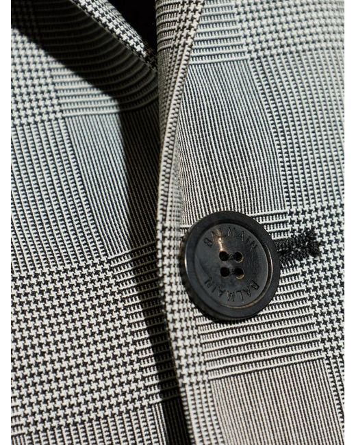 Balmain Gray Check Two-Button Blazer for men