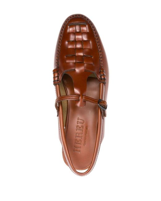 Hereu Brown Roqueta Leather Loafers