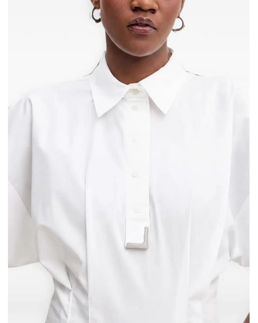 Karl Lagerfeld White Metal Detail Poplin Shirt