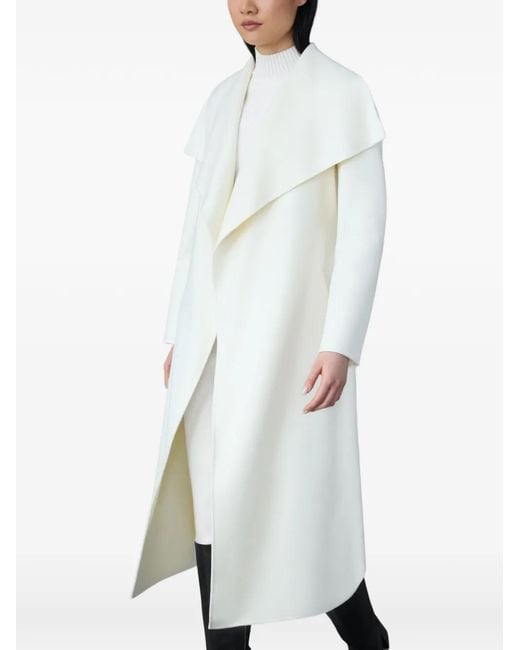 Mackage White Shawl-Collar Belted Coat