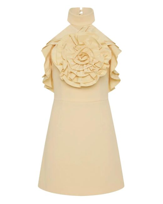 Rebecca Vallance Natural Aubriella Ruffled Floral Mini Dress