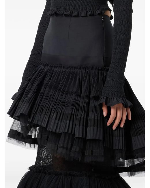 Blumarine Black Tiered Maxi Skirt