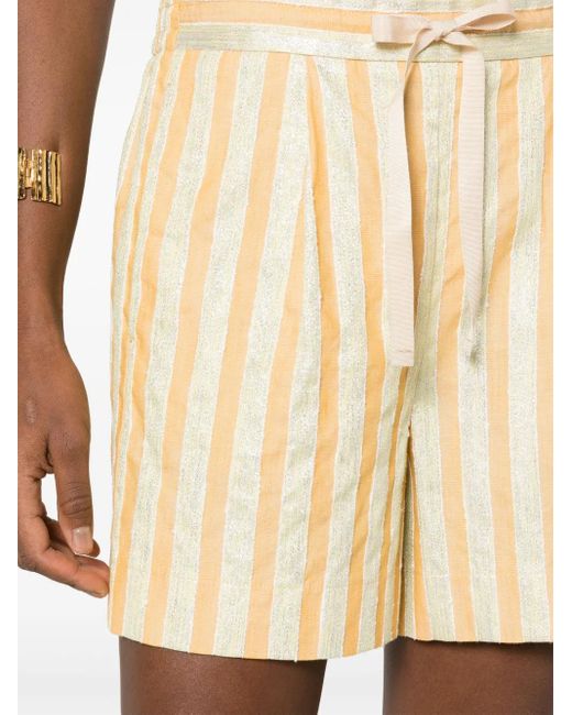 Forte_forte Natural Bermuda Shorts In Cotton And Linen With Lurex