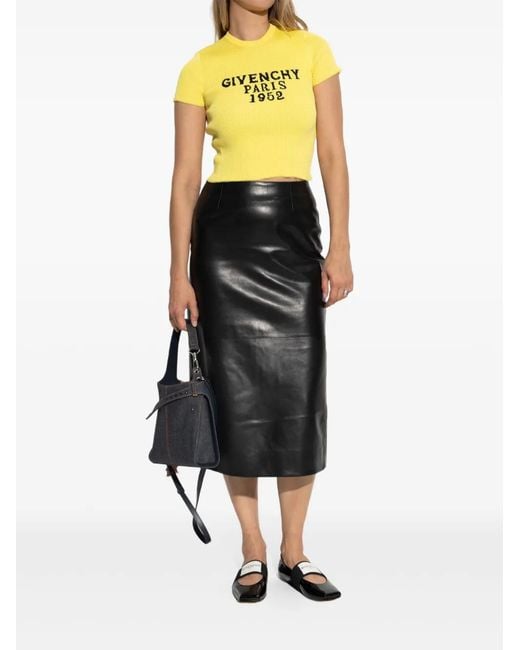 Givenchy Yellow Ribbed Logo Top