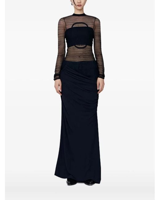 Christopher Esber Blue Sheer-Paneled Draped Top