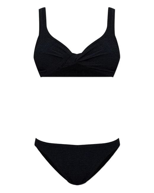 Hunza G Black Juno Coverage Crinkle Bikini