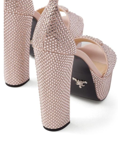 Prada Pink 135mm Crystal-studded Platform Sandals