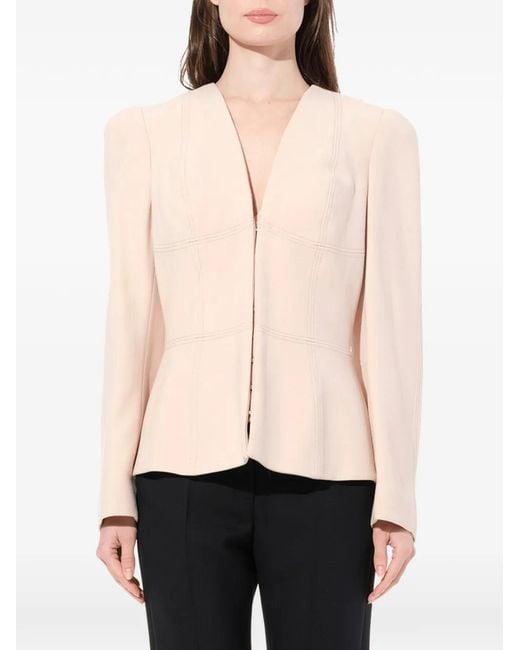 McQueen Natural Topstitched Peplum-Hem Jacket