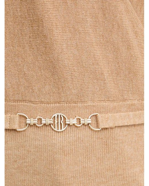 Fracomina Blue V-Neck Buckle Sweater