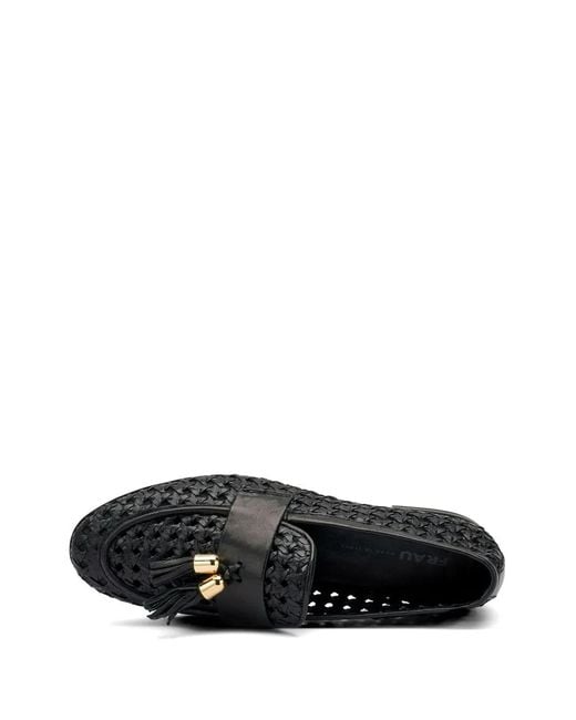 Frau White Woven Tassel Loafers