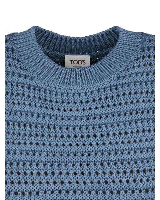 Tod's Blue Crochet-Knit Top