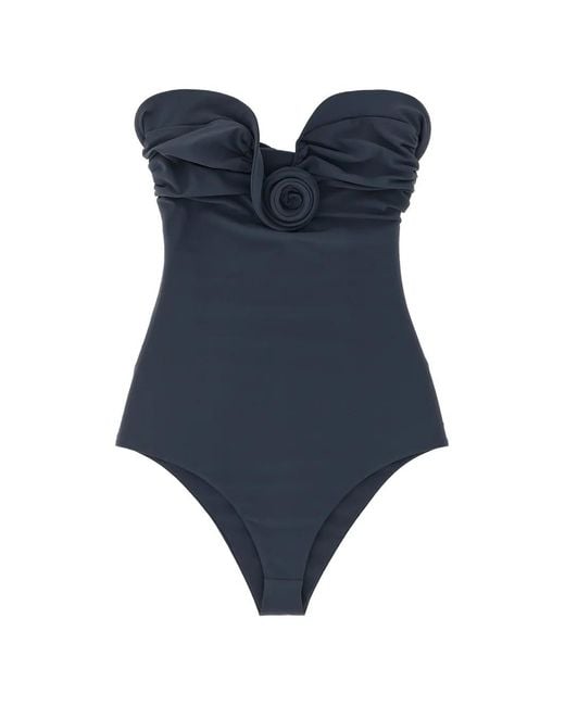 Magda Butrym Blue Flower-Detail Swimsuit