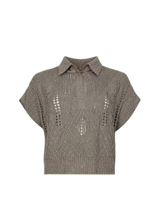 D.exterior Gray Polo En Maille Torsadée