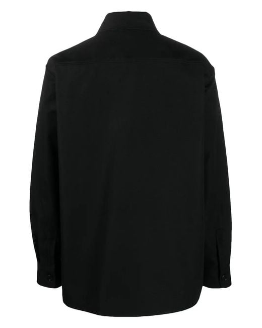 Gcds Black Logo-Patch Cotton Shirt Jacket for men