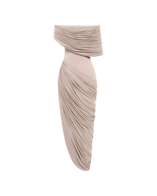 Chats by C.Dam Natural Thalyn Off-Shoulder Maxi Dress