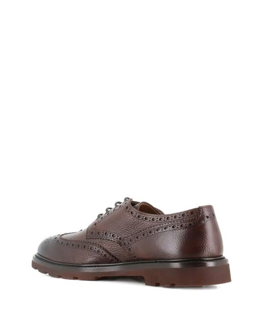Henderson Brown Brogue-Detail Leather Derby Shoes for men