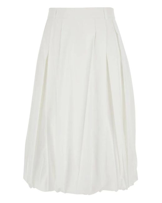 DUNST White Balloon Midi Skirt