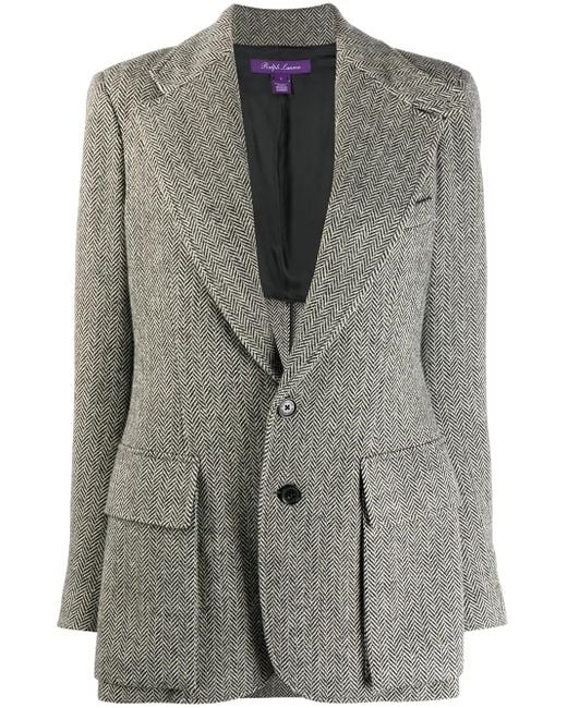 Ralph Lauren Gray Herringbone Fitted Blazer