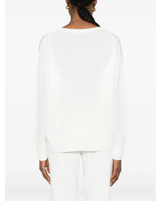 Neera White V-Neck Side-Slit Top