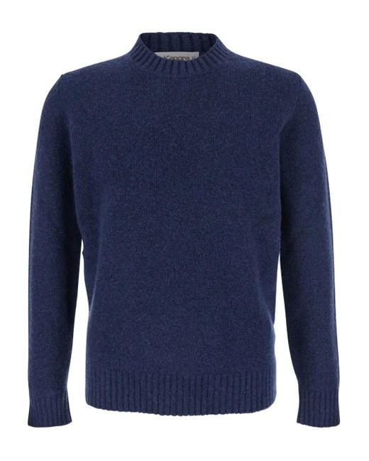 Kangra Blue Ribbed Crew-Neck Sweater for men