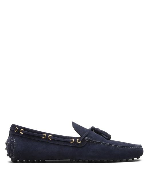 Car Shoe Blue Tassel-Detail Suede Boat Shoes for men
