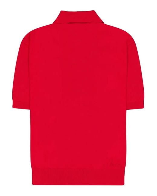 Laneus Red Knitted Polo Shirt for men