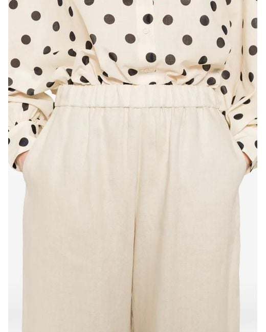 Max Mara White Elastic-Waistband Trousers