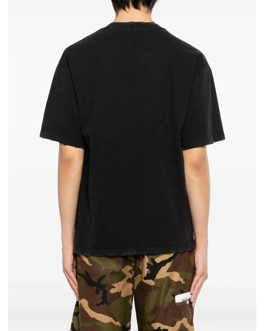 WARMAN Black Graphic-Print T-Shirt for men