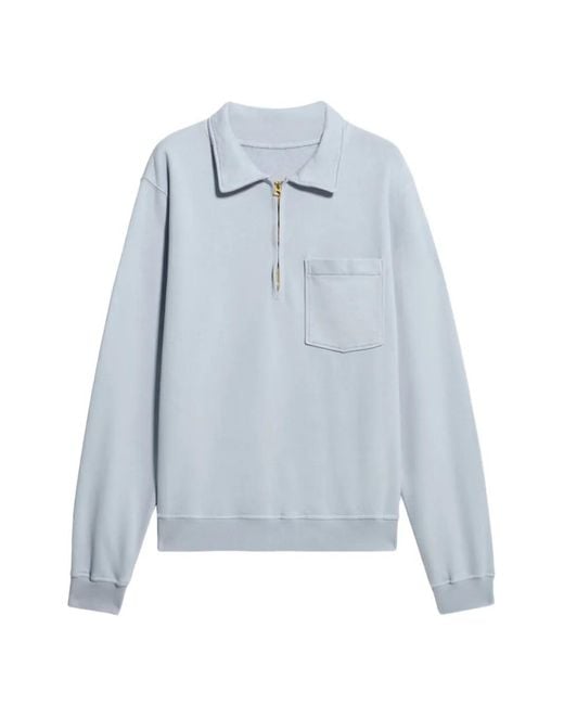 Fortela Blue Yalep Zip Pocket Long-Sleeves Polo Shirt for men