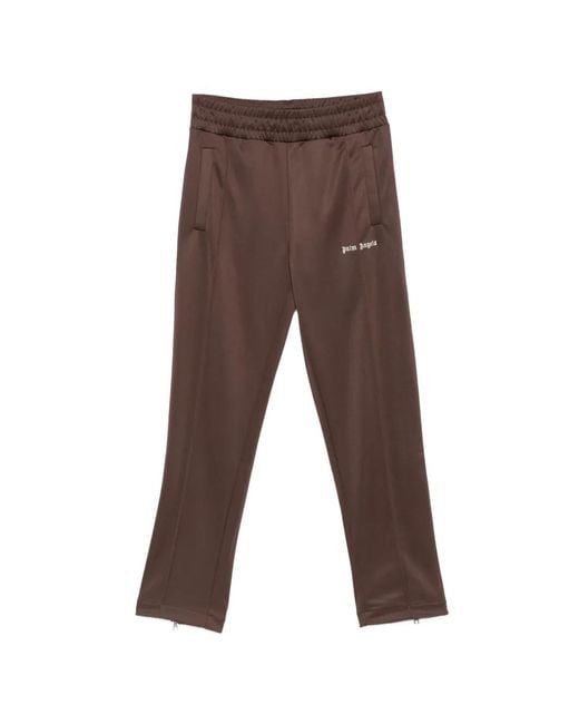 Palm Angels Brown Logo-Print Side-Stripe Track Pants for men